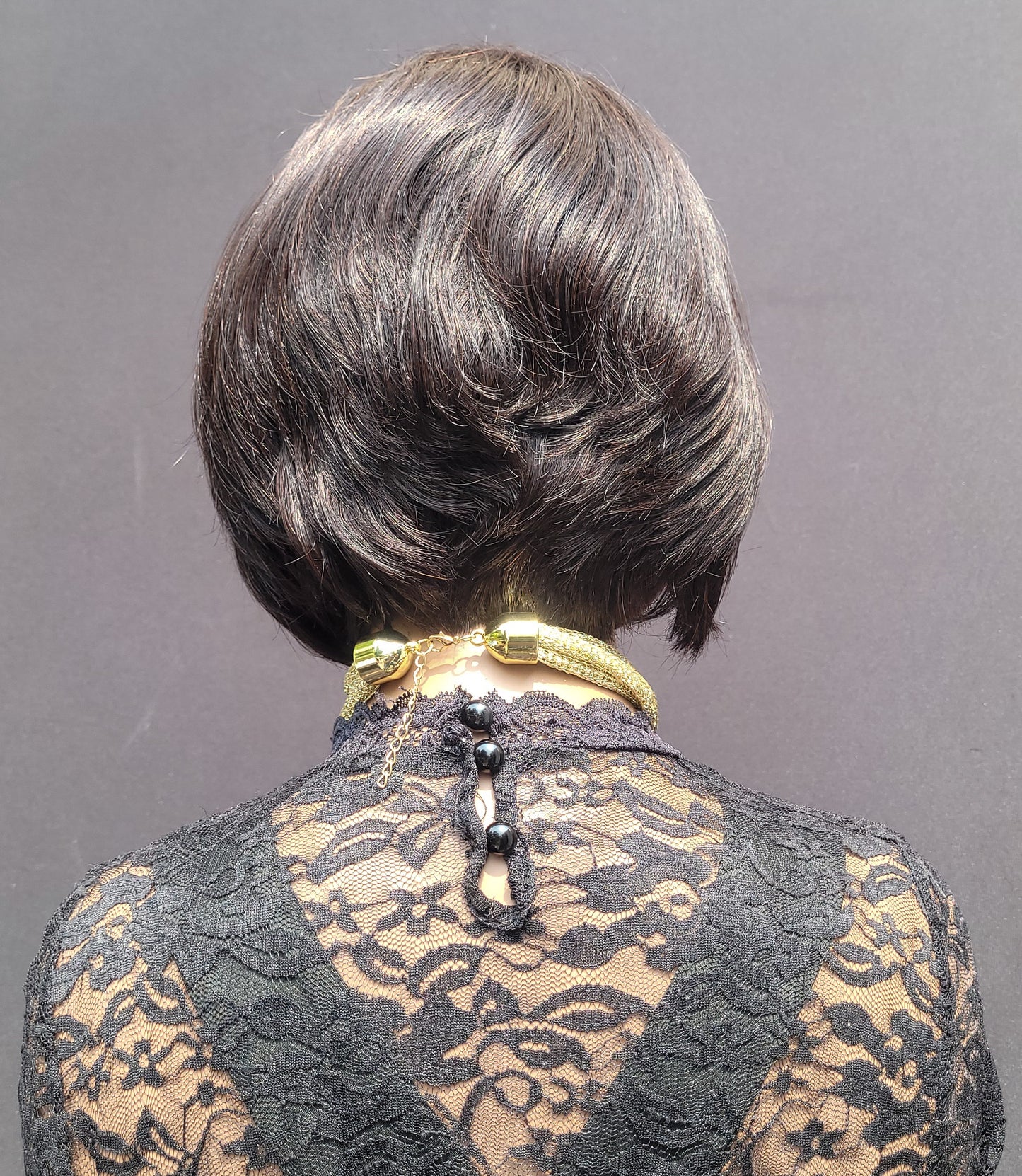 Item #005: Graduated bob with tapered back 5×5 Transparent Lace closure wig