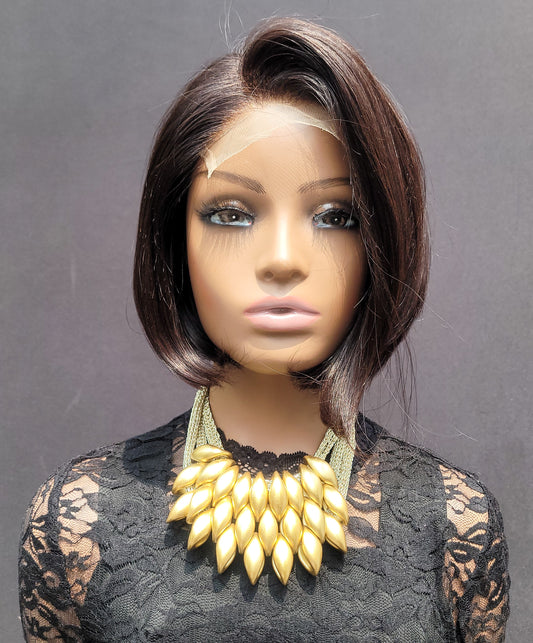 Item #005: Graduated bob with tapered back 5×5 Transparent Lace closure wig