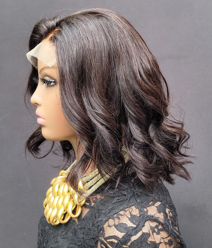 Item #002: Layered bob cut Medium cap size 5×5 Lace closure wig