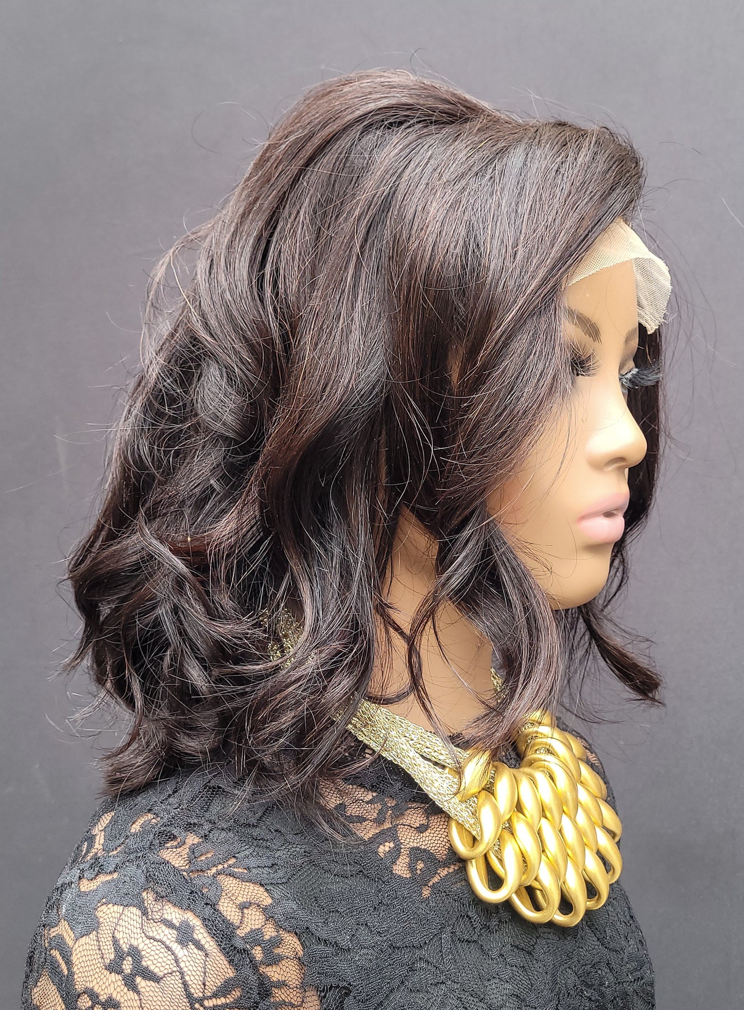 Item #002: Layered bob cut Medium cap size 5×5 Lace closure wig